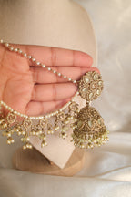 Hari Jhumka with Earchain and Tikka