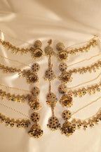Hari Jhumka with Earchain and Tikka