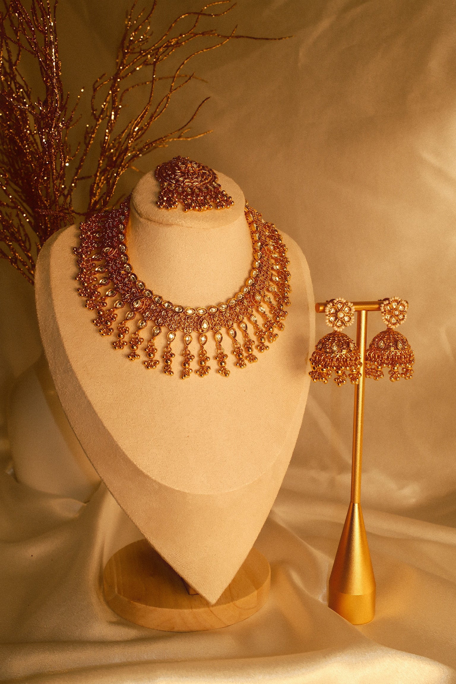 Sajni Set with Tikka – 1 Gram Gold Plated