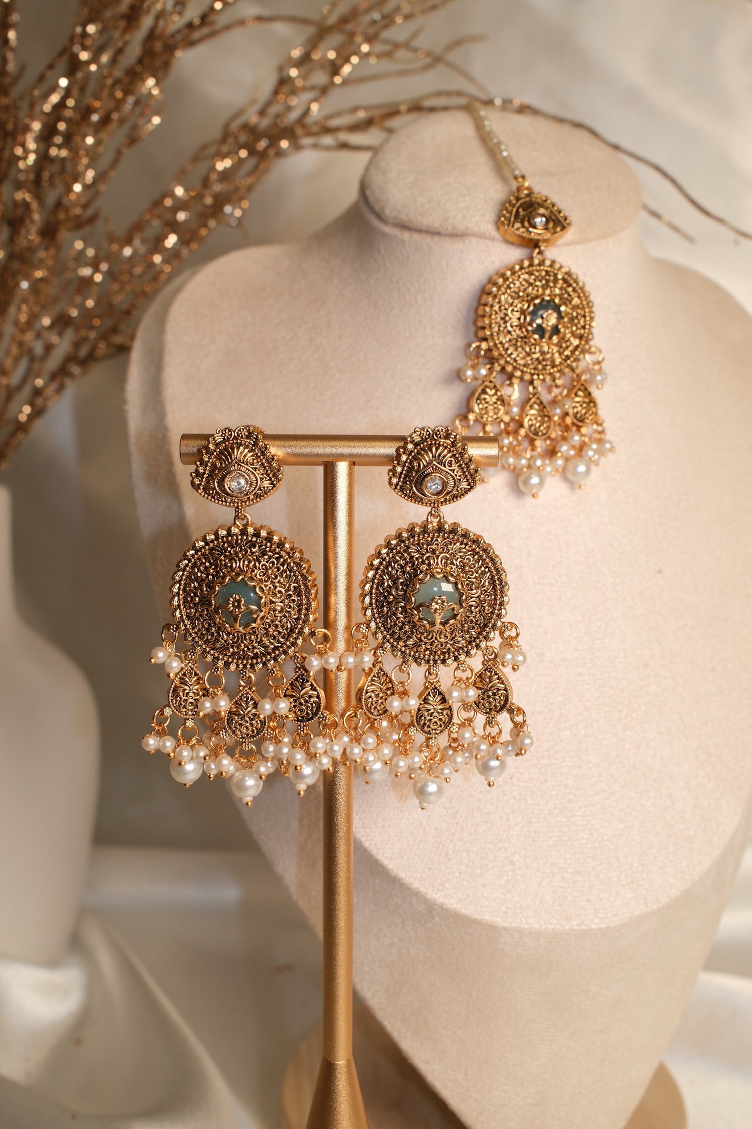 Zarika Earrings with Tikka